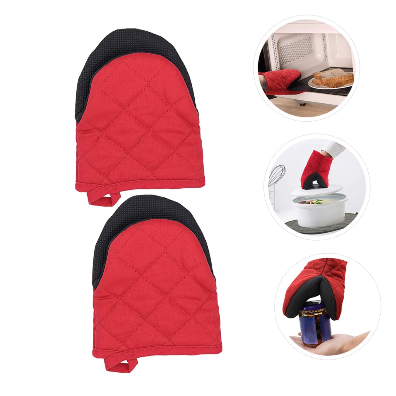 Guantes De Horno Aislantes Resistentes Al Calor, Tamaño Mini, Color Rojo, Aislamiento Térmico, para Cocinar y Hornear Microondas, Paquete De