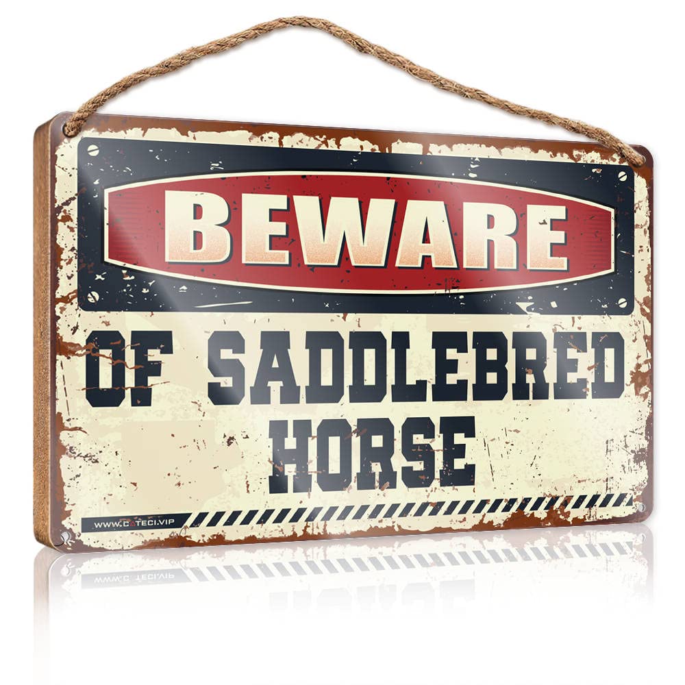 YYHLEH Bathroom Decor Wall Art Funny Beware Of Saddlebred Horse Wooden Sign(15X28CM)