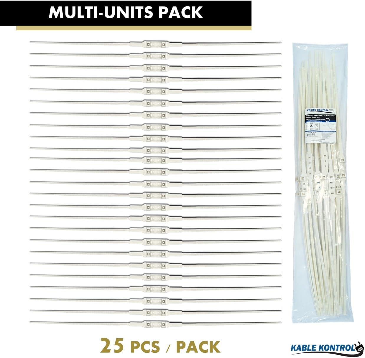 Flex Cuffs Zip Ties - 33.55" Inch Long 25 Pcs, 250 Lbs Tensile Strength, Handcuff Cable Ties, Nylon Double Locking Disposable Police, Military, and Prison Grade Restraint Ziptie
