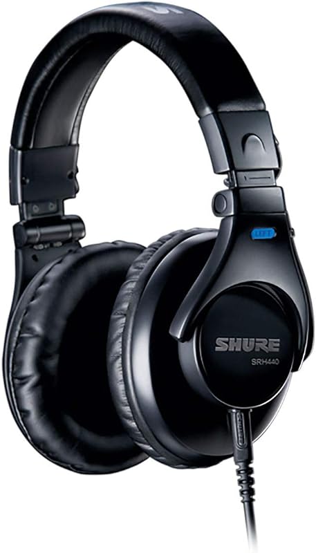 Shure SRH440 Professional Studio Headphones, Enhanced Frequency Response and Extended Range for Home and Studio Recording, with Detachable Coiled Cable, Carrying Bag and 1/4" Adapter (SRH440-BK)