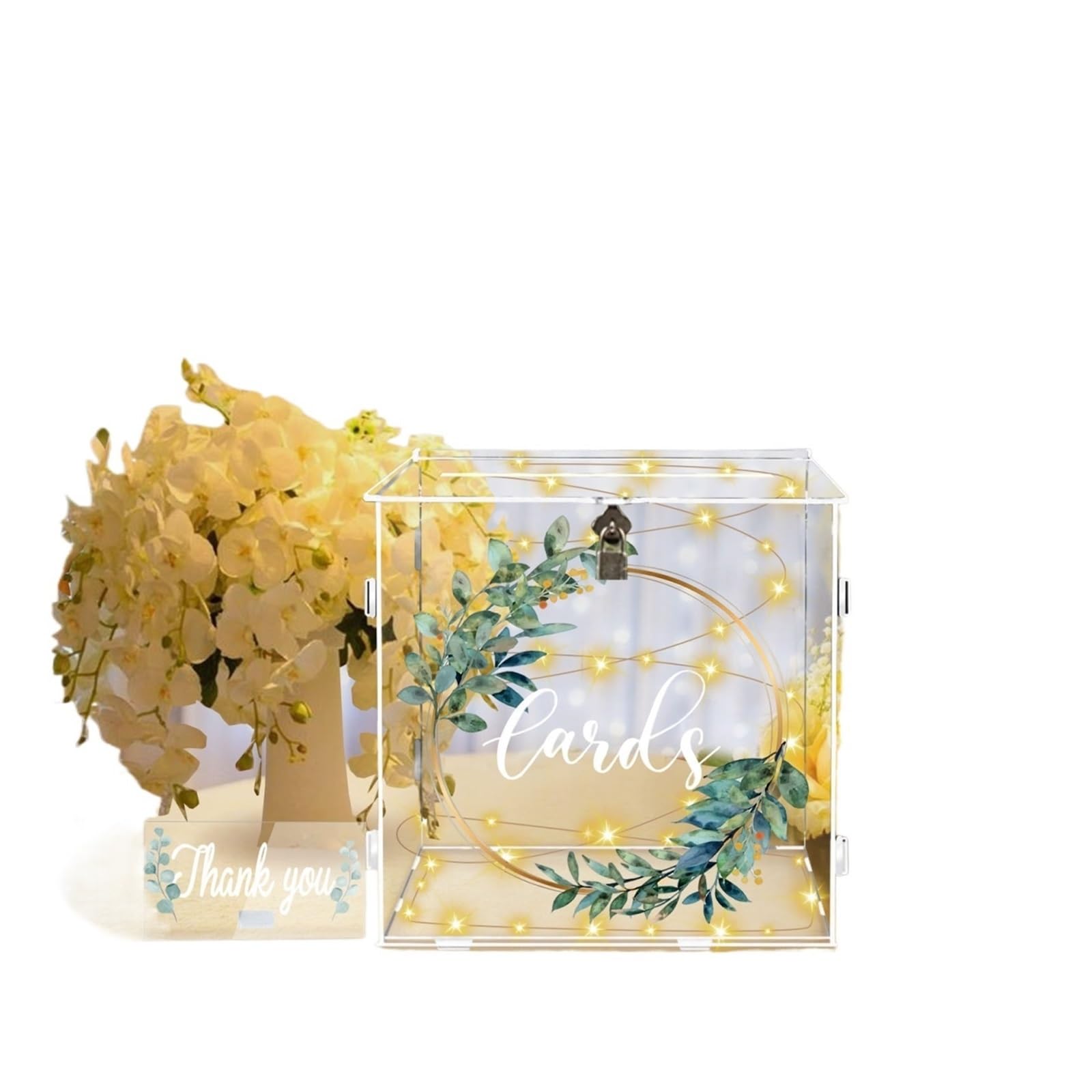 KHASCBNF Wedding Card Box Clear Wedding Card Box With Lock, For, Money Envelope, Suitable For Party