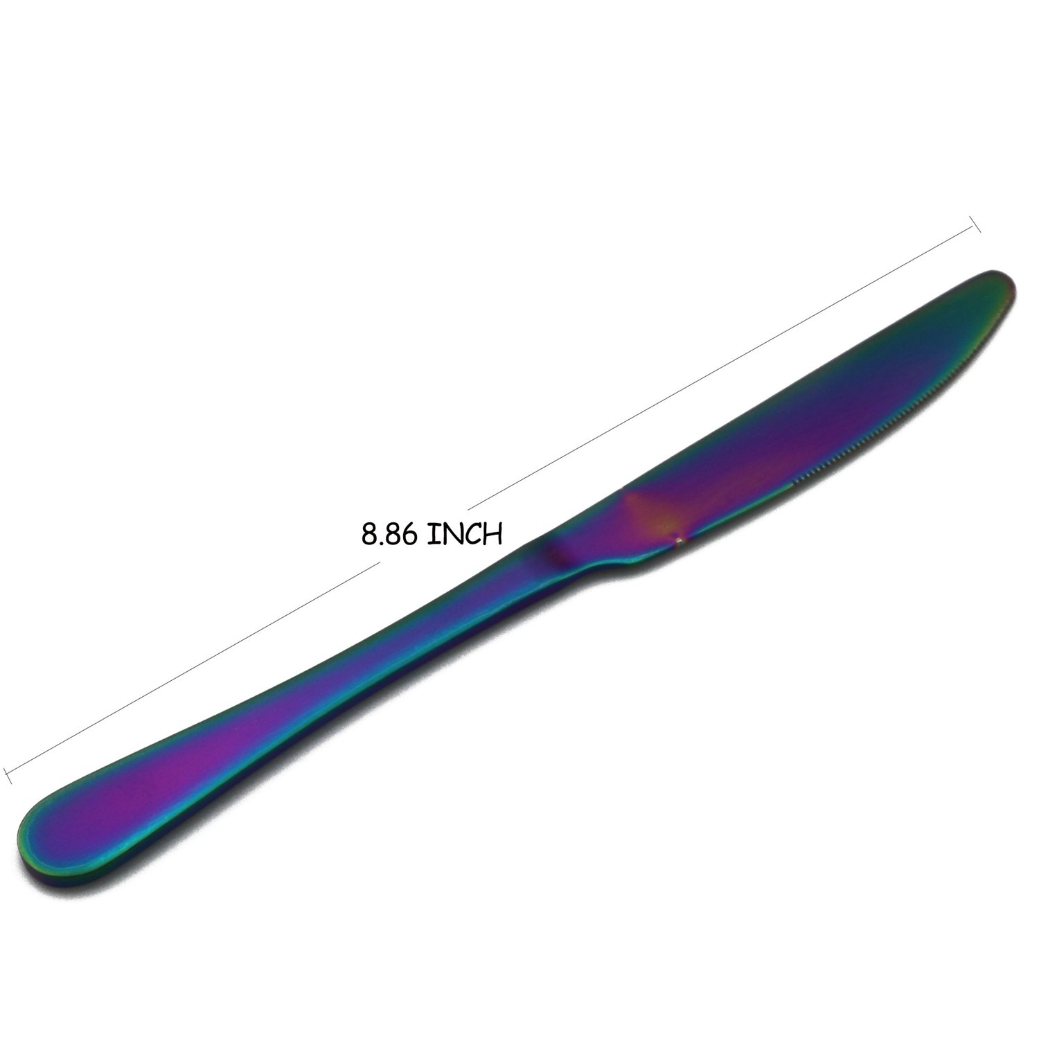 PUZHLER Dinner Knives Set Dinner Knife, Titanium Colorful Plated Matte Stainless Steel Flatware Set of 8 Pieces