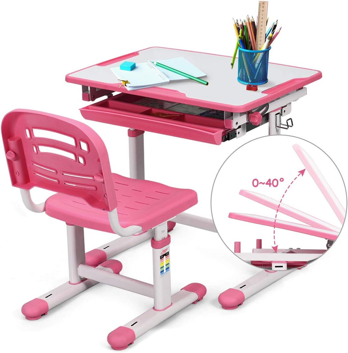 AIYAPLAY Kinderschreibtisch Set Mit Stuhl - Bärenform Design In Naturholz