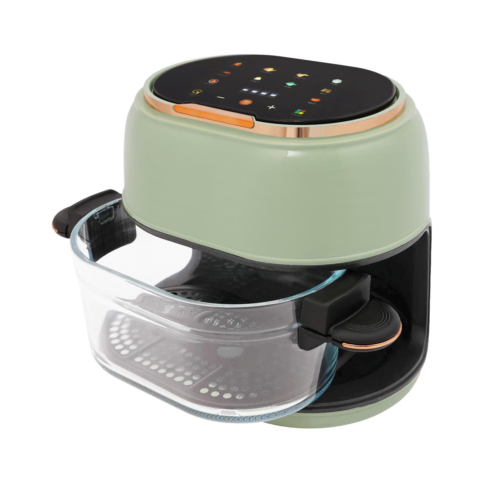 Freidora de aire caliente, 4 L Air fryer con pantalla táctil y cesta de cristal visible, 1350 W, freidora de aire caliente multifuncional 176-374°F para familia patatas fritas, pollo, verduras