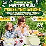 G4GADGET 9 Inch Heavy Duty Bagasse Paper Plates – Pack of 50 | Eco Friendly Disposable Plates | Compostable Sugarcane Plates for Party, BBQ, Picnic & Events - Image 6