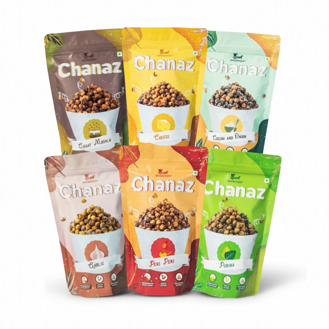 Dhananjay Roasted Flavoured Chana Combo 960g | Gluten Free | Rich in Protein | 100% Roasted and Puffed | Pack of 6 (160g Each) (Lemon, Chat Masala, Cheese, Garlic, Peri-peri, Cream N Onion)-picture-17