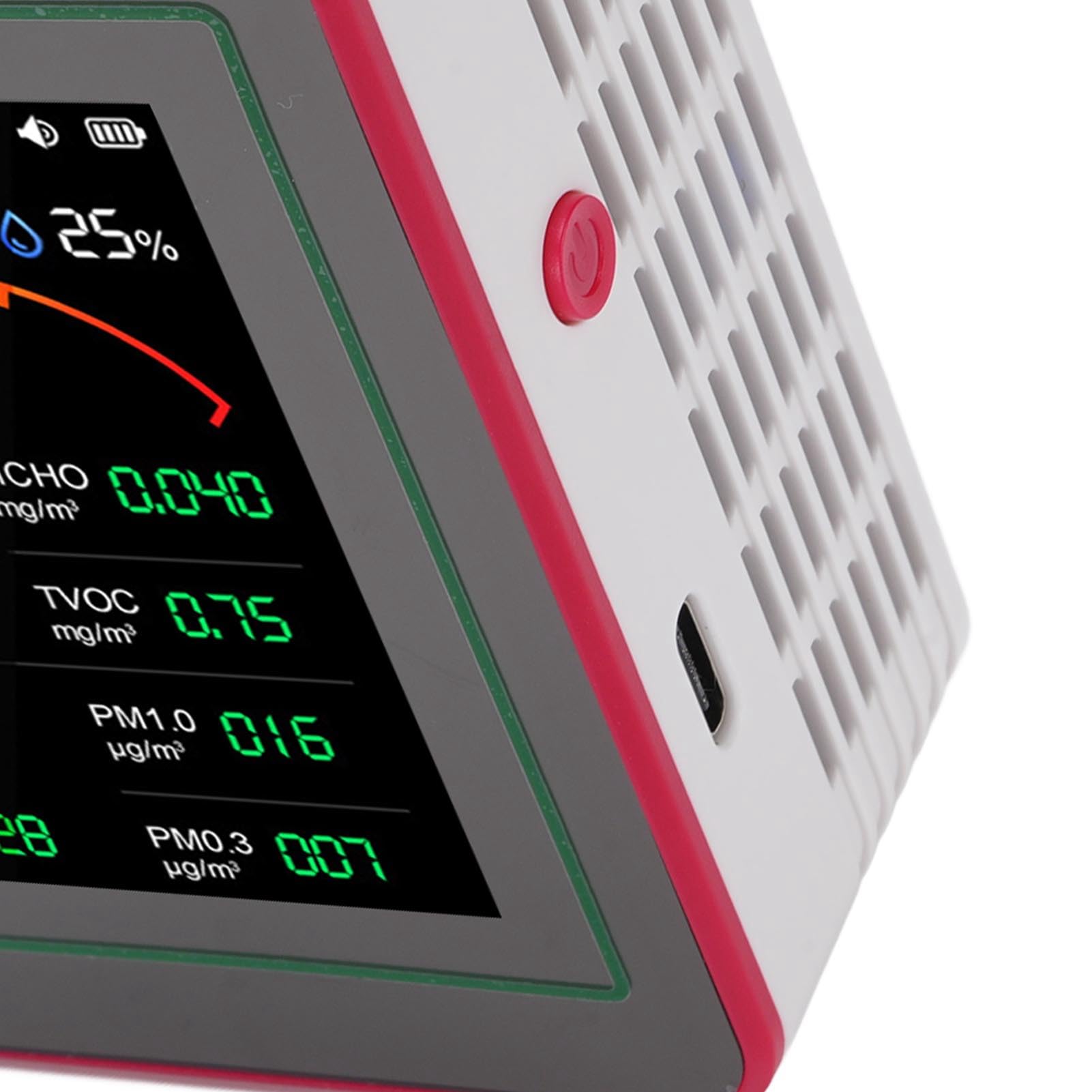 Tester di qualità Dell'aria WiFi 15 in 1 CO2 TVOC HCHO PM2.5 PM0.3 PM1.0 PM10 Monitor di umidità della Temperatura con Schermo HD da 2,8 Pollici e Batteria da 2000 MAh per (Tipo 2)