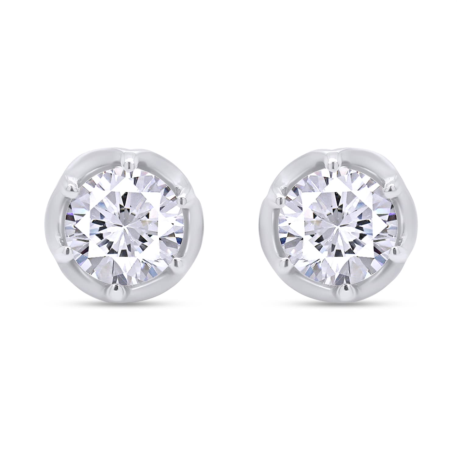 SAVEARTH DIAMONDS EF Total 1.2ct Moissanite Flower Six Prongs 925 Silver Earring 18K Gold Plated Lab Created Diamond Test Passed Gift For Girlfriend