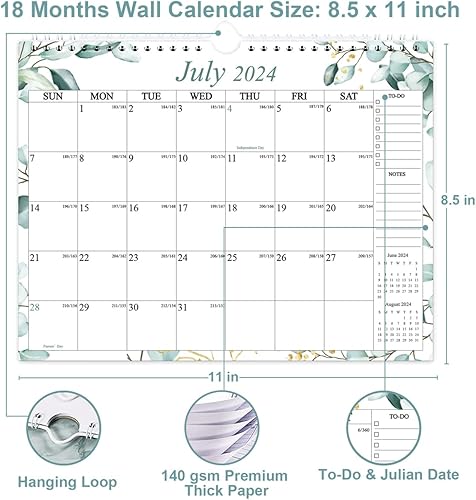 Miniatura 3 de Calendario 2024-2025 - Calendario de pared 2024-2025 de julio de 2024 a diciembre de 2025, calendario de 18 meses con papel de primera calidad,