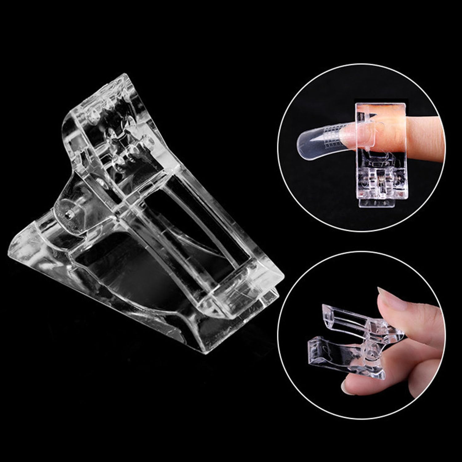 10 Pcs Pinces Ongles Transparentes, Pinces à Ongles en Gel, Clip à Ongles Cristal pour les Extensions d'Ongles et la Manucure (Blanc)