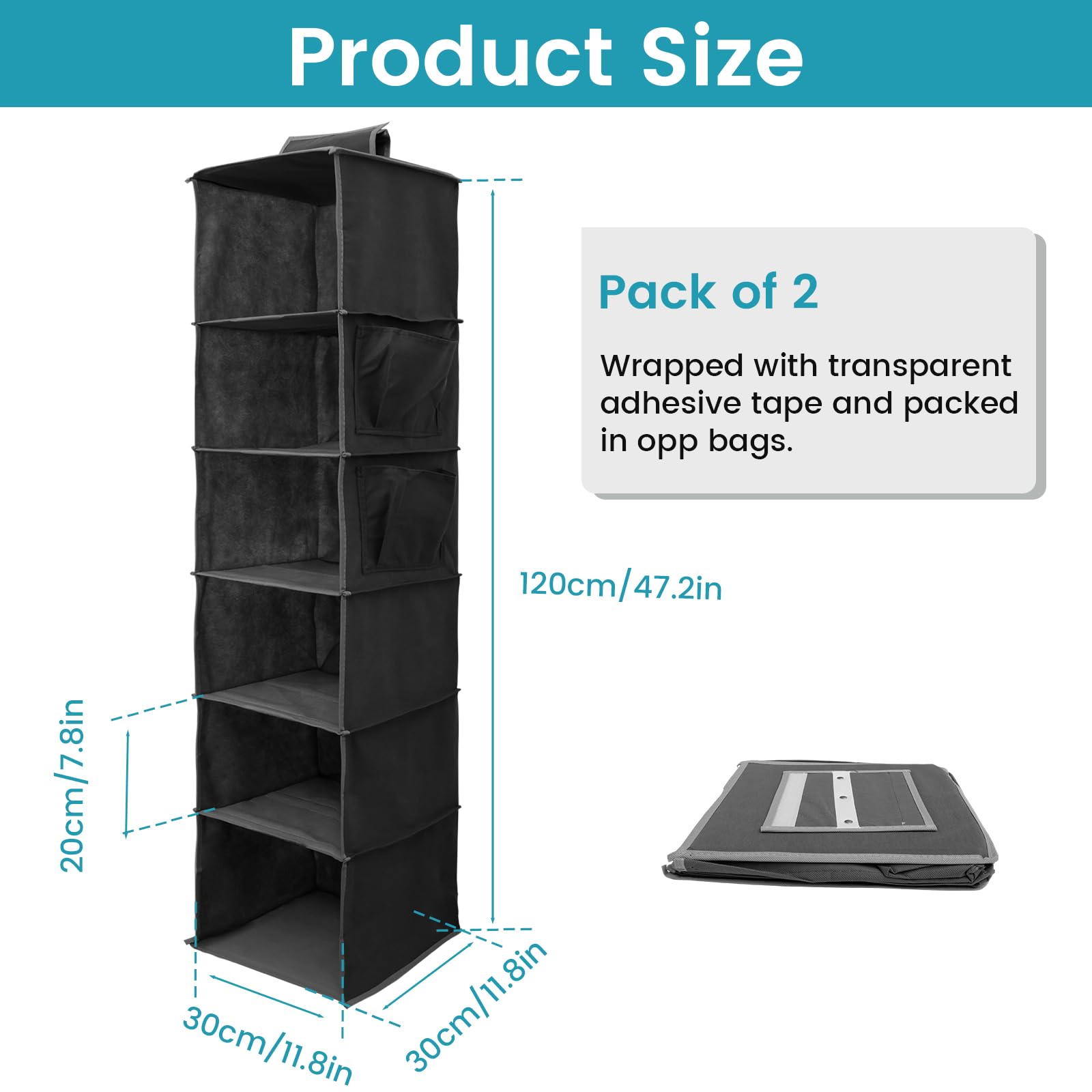 Organizer Armadio Con Copertura - 5 Ripiani, Tessuto Non Tessuto - Foto 2