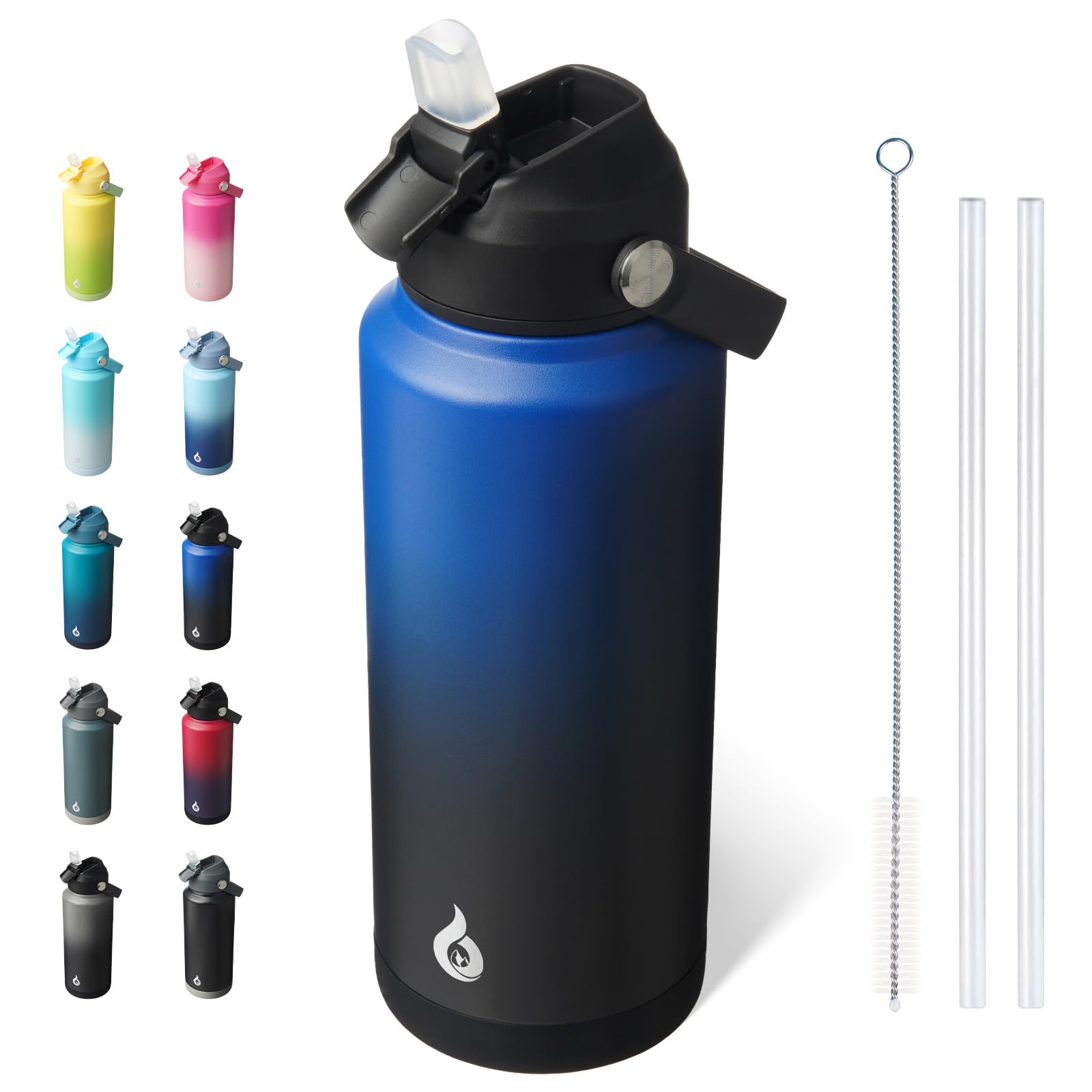 BJPKPK 950 ml Insulated Water Bottle with Straw Lid and Flex Handle