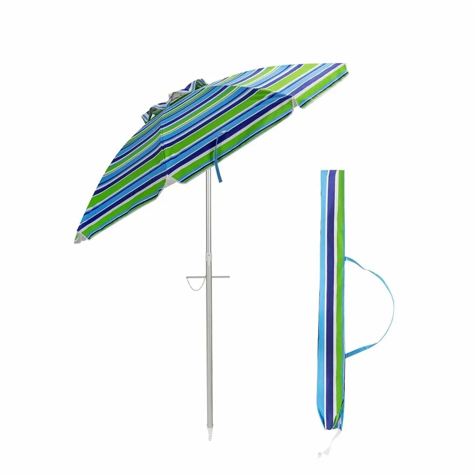 Sonnenschirm, Sonnenschirm Klein 2M Strandschirm Terrasse Tragbarer Sonnenschirm Regenschirm W/Sand Anker & Tilt-Grün