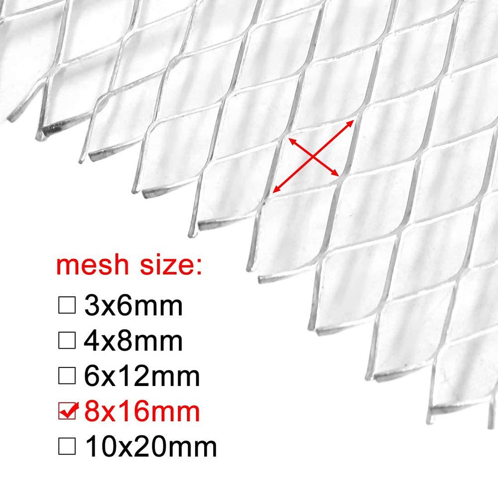 WonVon Universal Car Grille Rhombic 100cm x 33cm Aluminium Car Vehicle