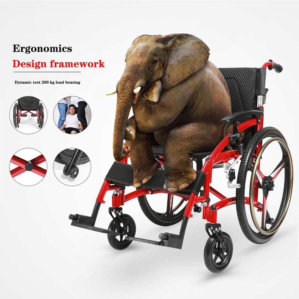 Silla de ruedas autopropulsada para acompañante de silla de ruedas de deporte de ocio, aluminio ultraligero plegable cómodo malla transpirable coche de viaje manual