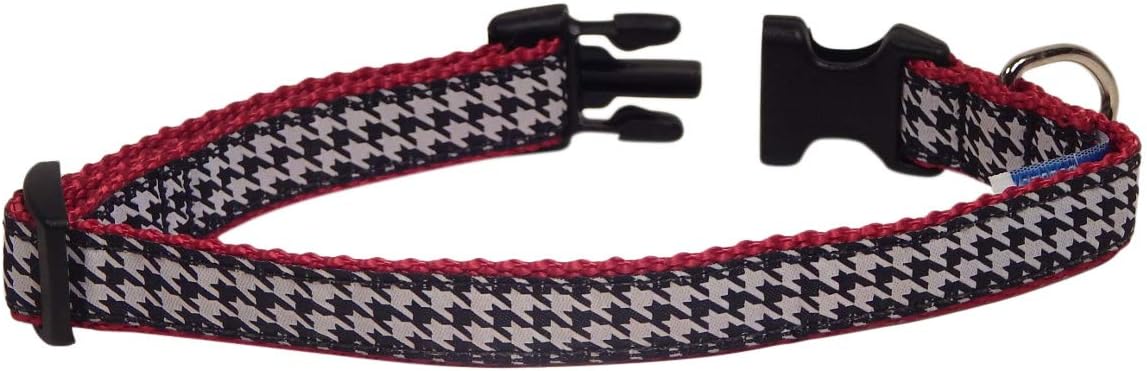 Preston Black and White Houndstooth Dog Collar, Small Dogs, 3/4 Inch Width (Small, 3/4 Inch Width)