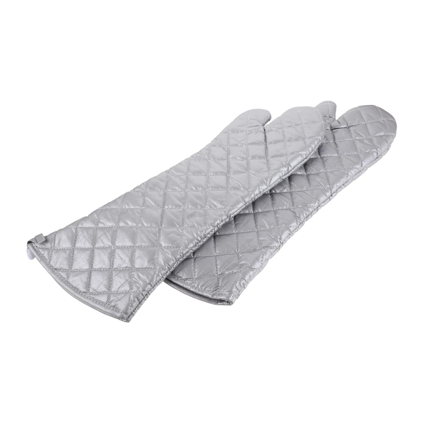 1 Paar Ofenhandschuhe aus Polyester Baumwolle Hitzebeständig für Küche | Ergonomisches Design, Multifunktionale Nutzung, Silberfarben, für Air Fryer und Backen