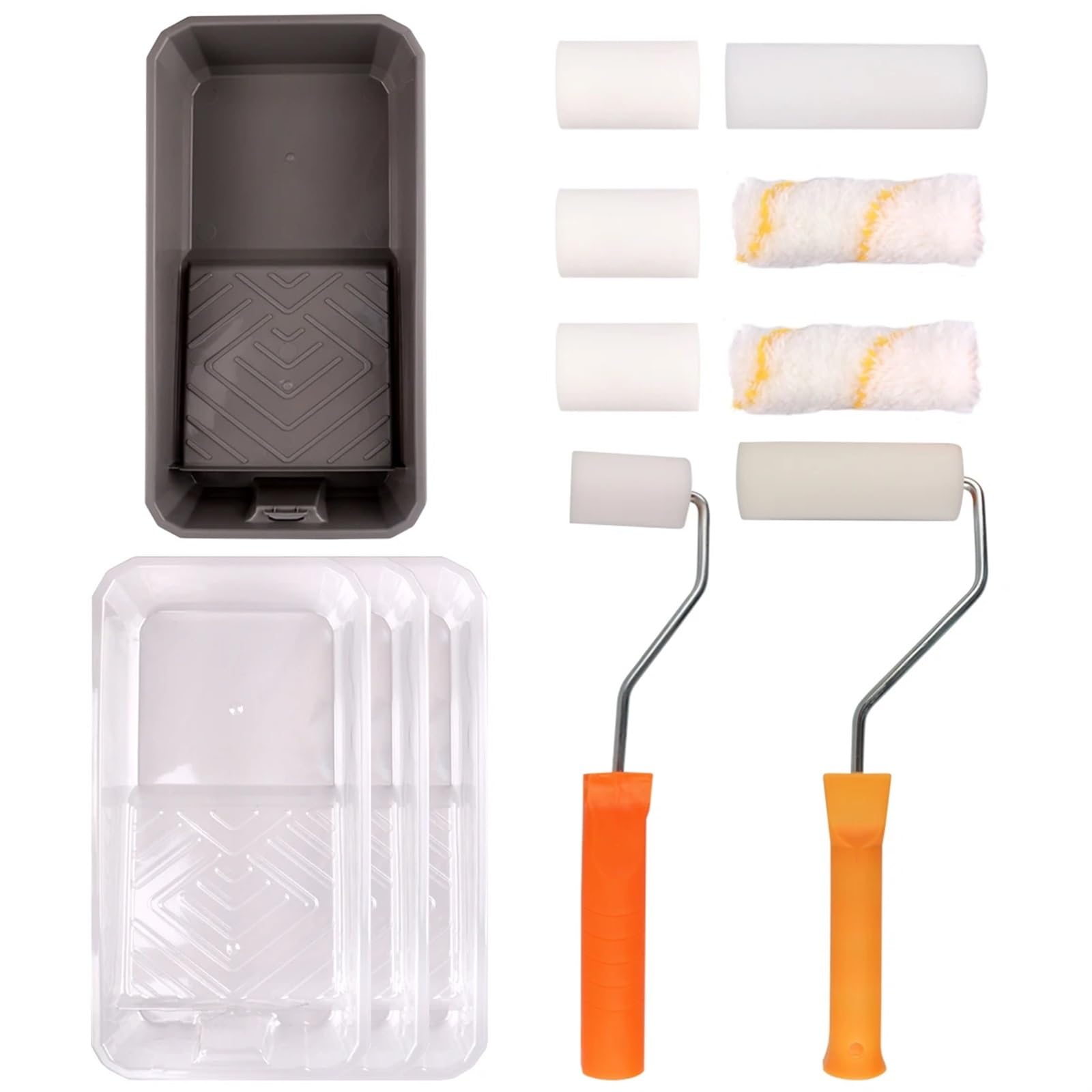 Rodillos De Pintura Juego de rodillos de pintura de 14 piezas, kit de cepillo de rodillo de pintura de 4 pulgadas y 2 pulgadas con bandejas, marco de rodillo, suministros de pintura for el hogar for p