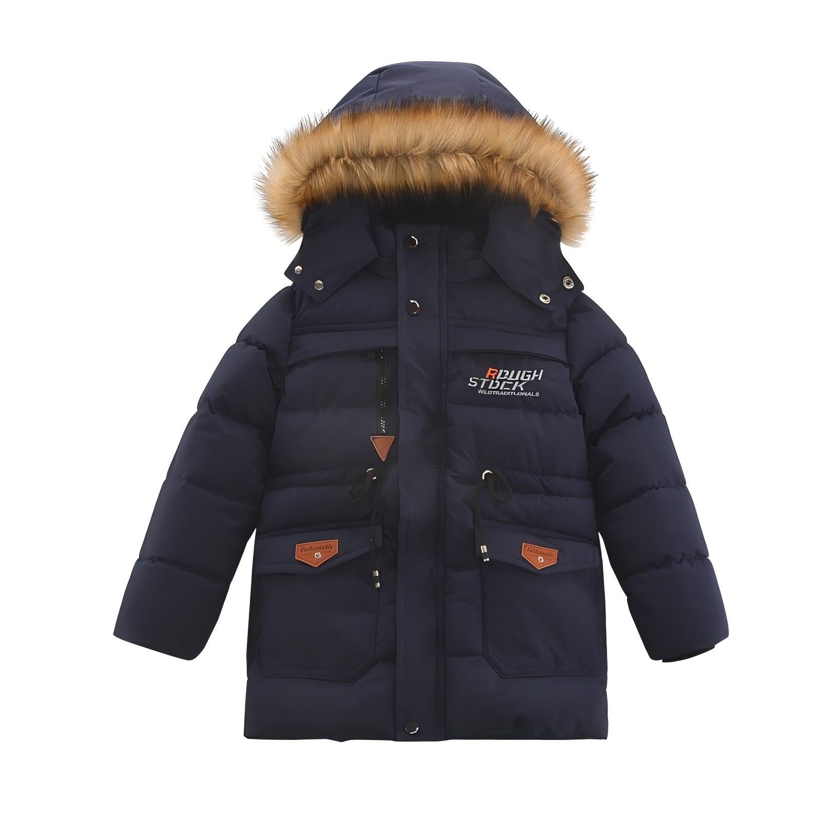 Chaqueta Niños Invierno Abrigo de Plumas con Capucha Ropa Piel sintética Jacket Parka Felpa acolchada Cálidos