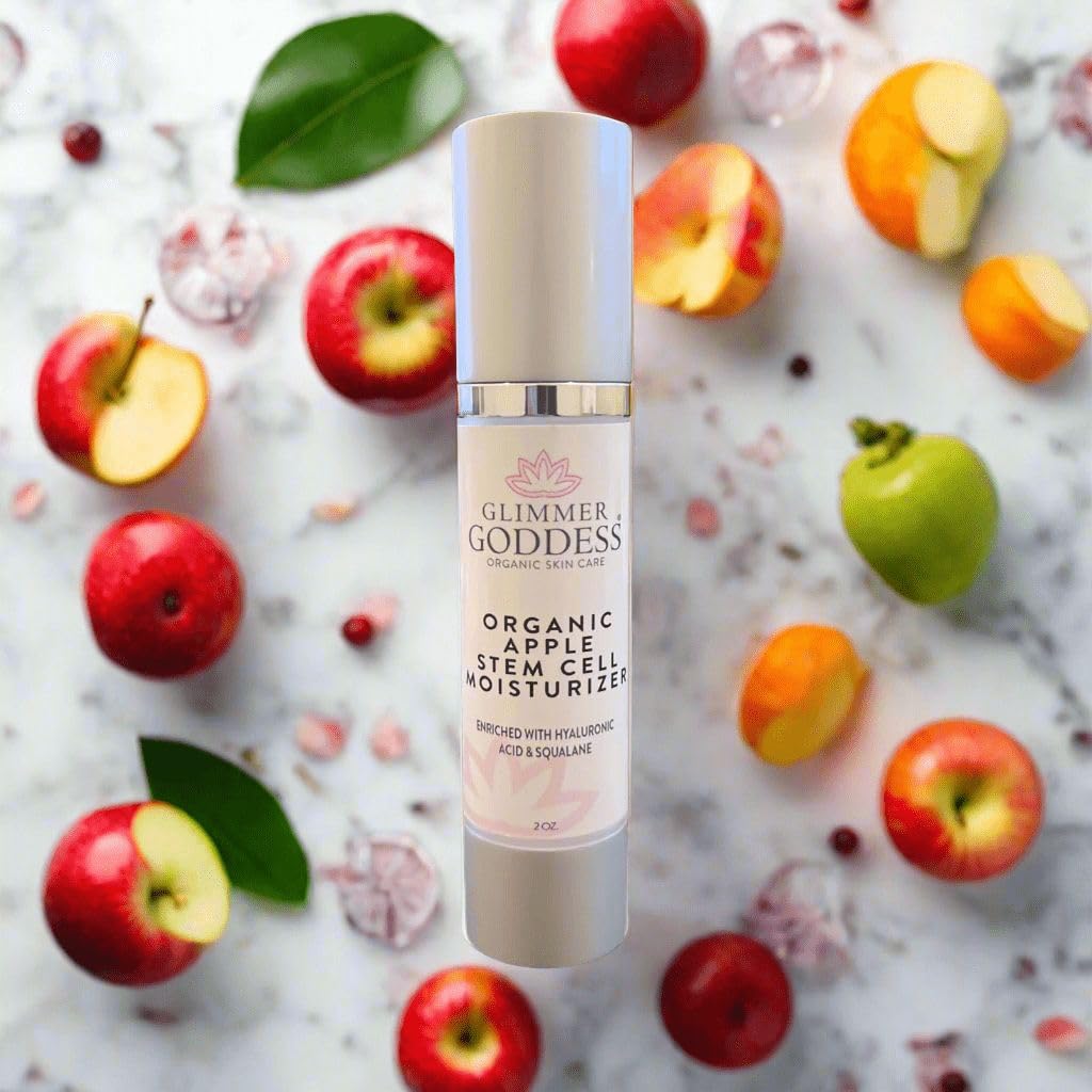 Glimmer Goddess Organic Apple Stem Cell Anti-Aging Moisturizer – Hydrating Facial Moisturizer with Lingonberry, Orchid, and Orange Stem Cells, 2 oz