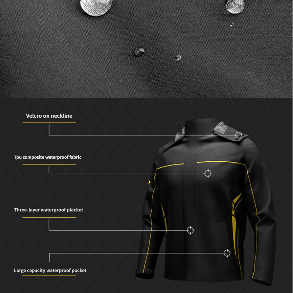 Ultradünner zweiteiliger Motorrad-Regenanzug für Erwachsene – 3-teiliges wasserdichtes Set mit reflektierender Regenjacke, bestehend aus Jacke Hose und praktischer Aufbewahrungsta(Size:3XL,Color:Grau)