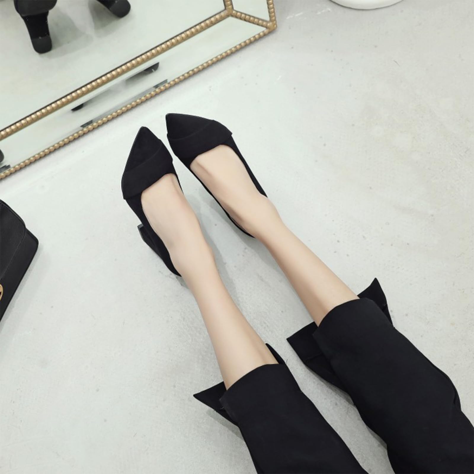 Décolleté Donna Punta Tacco Largo Slip On Scarpe Ufficio Lavoro