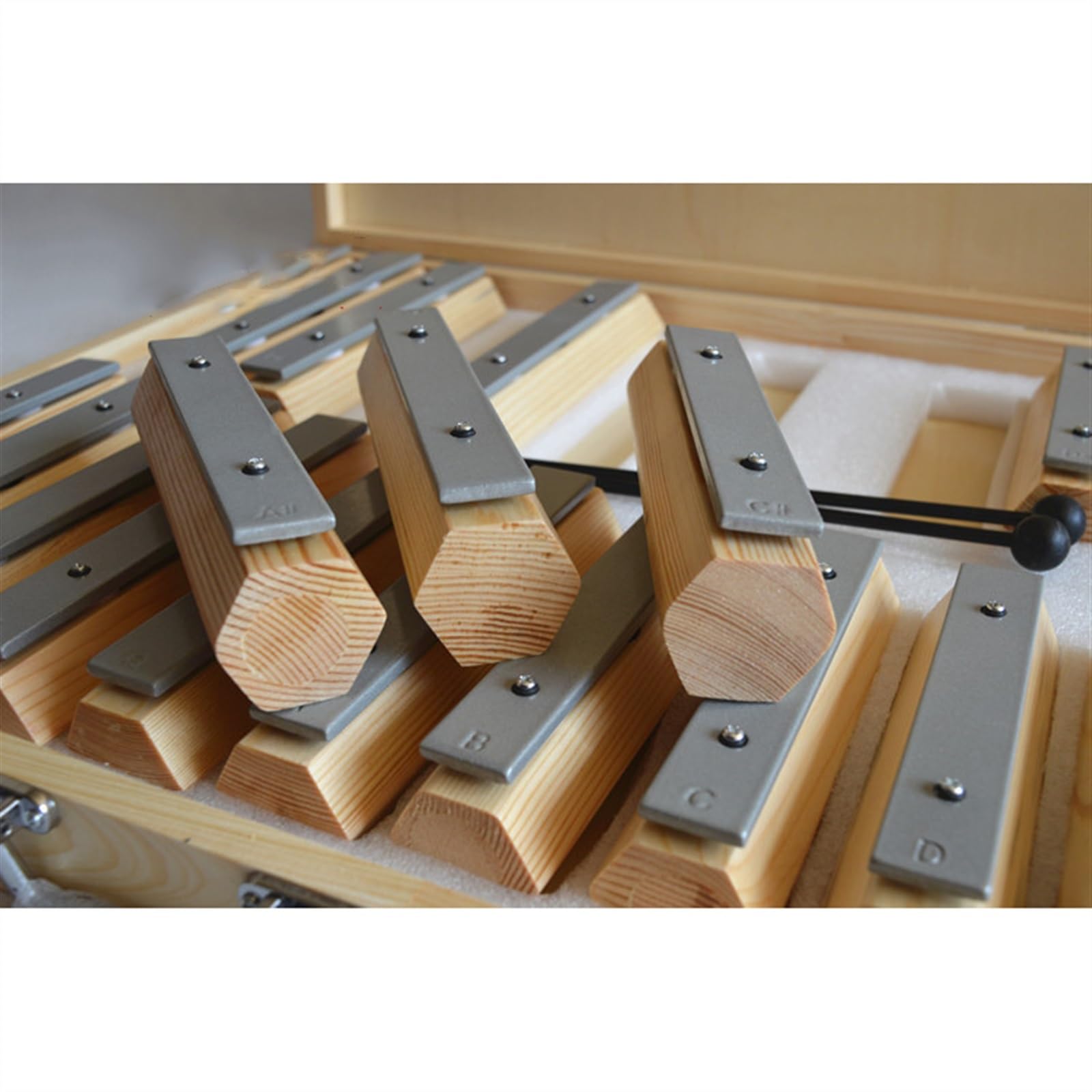 Mattone sonoro per glockenspiel con piastra in alluminio a 17 note con cassa di risonanza e scatola di legno Kit Glockenspiel Professionale