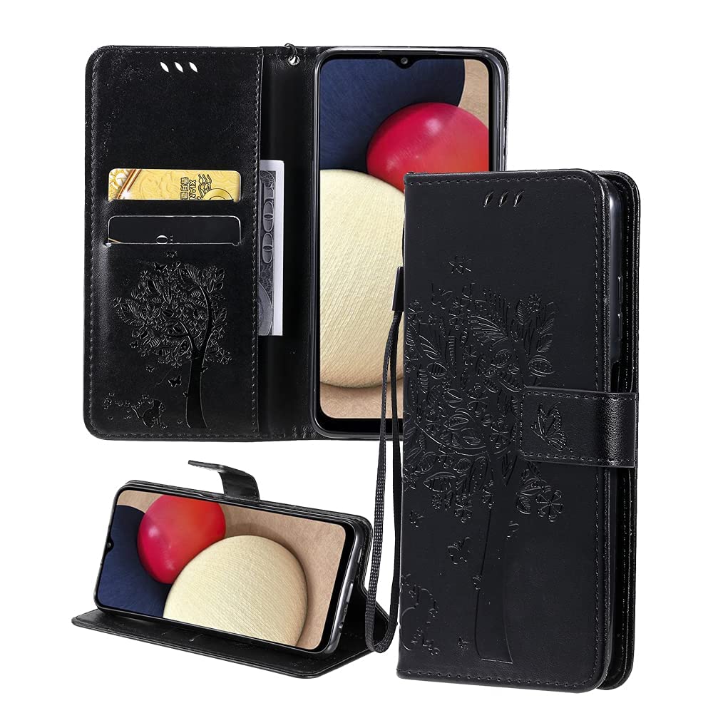 Xiaomi Mi A3 Case Stylish Advanced Wallet Case Credit Cards Slot with Stand for PU Leather Shockproof Flip Magnetic Case for Xiaomi Mi A3 / Mi CC9E Wishing Tree Black KT