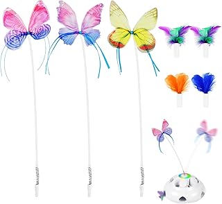 Diealles Shine Katzenspielzeug austauschbare Federn und Schmetterlinge Spielzeug Zubehör, 3 Schmetterlinge und 4 Feder, Nicht inbegriffen Die Basis product image