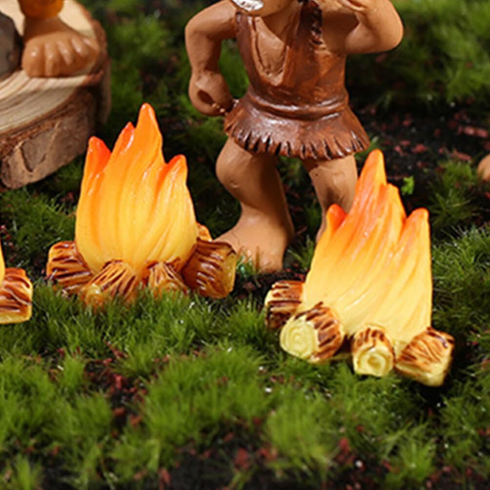 Mini Hoguera Con Luz LED De Resina – Adorno De Fuego Falso Para Jardines, Casas De Muñecas Y Decoración Navideña