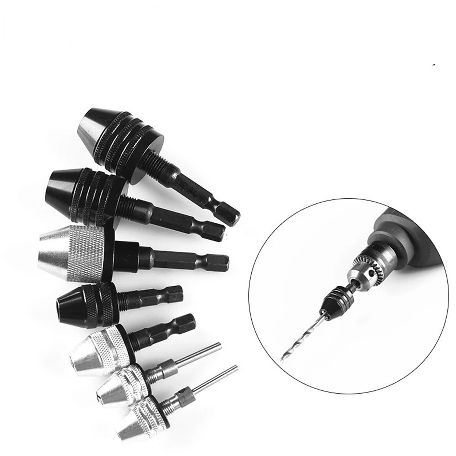 Adapter do trzonka, konwertera, uchwyt trzema szczękami, uchwyt wiertarski elektryczny, 1 szt. (0,3-6,5 mm HEX Black)