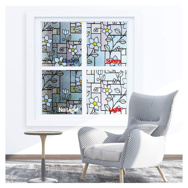 Image of Decorative Glass Film Window Film for Glass Film for Windows Privacy - Blue Patti |16 X 36 Inchs