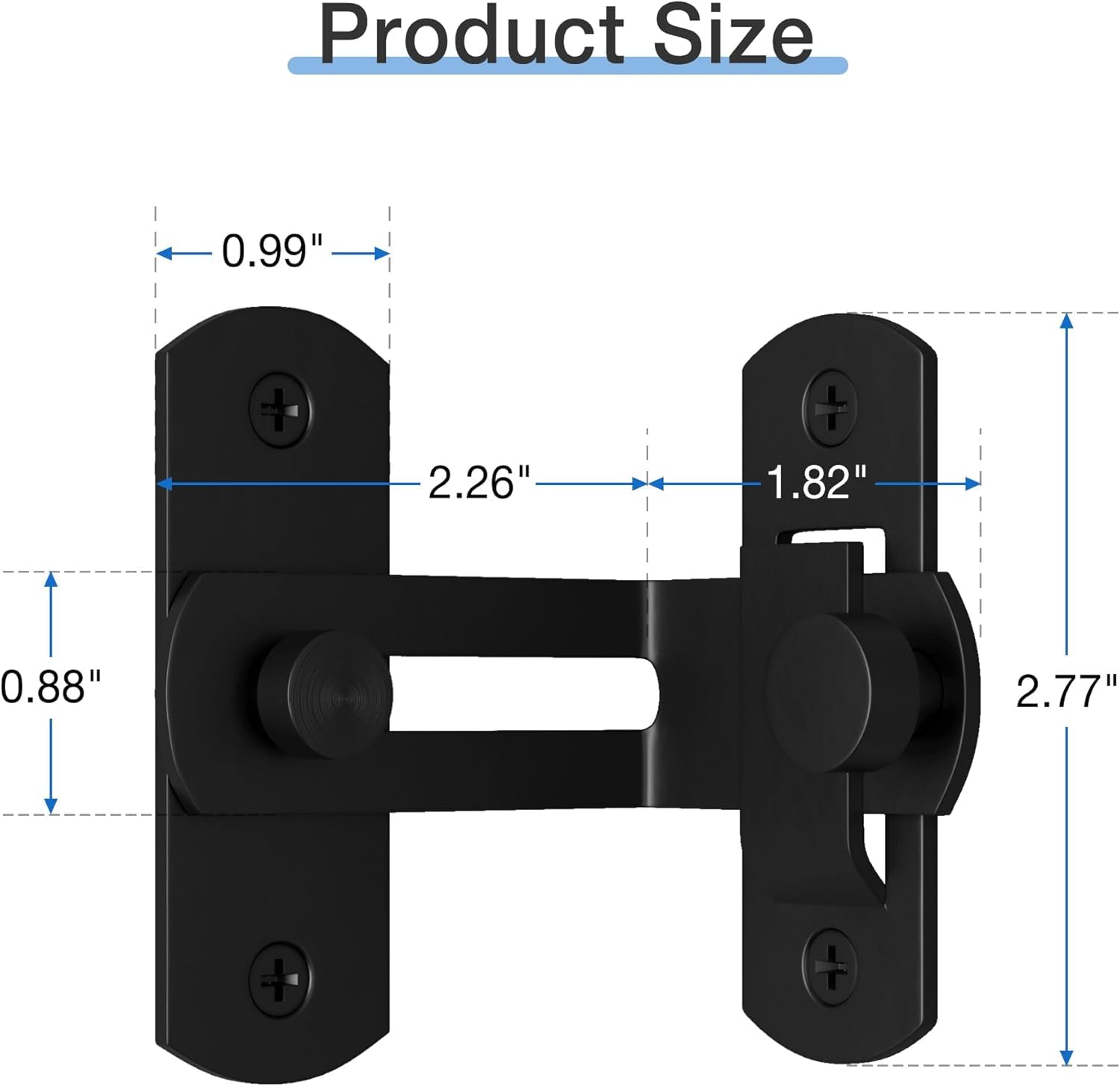 DRUCILA 90 Degree Flip Barn Door Lock,Protect Privacy-Security Gate Latch, Hook Lock Latch for Barn, Sliding Door Antique Lock Gate Latches Wine Cabinet Closet Door Latches.(Black Corner Door Lock) — Amazon image 2
