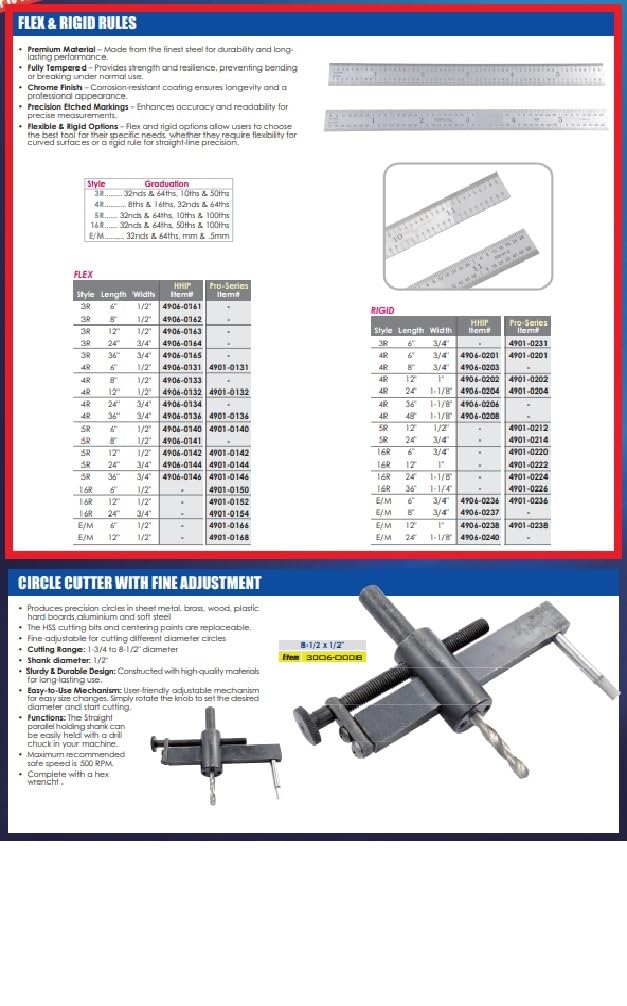 Pro Series by HHIP 4901-0231 3R Rigid Lineal, 15,2 x 1,9 cm
