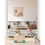 keny 29-55 Extra Wide Baby Gate, Pressure Mounted No Drilling Dog Gate for Stairs Doorways, Easy Walk Through Safety Gate for Babies or Pets, 30 Tall, Black