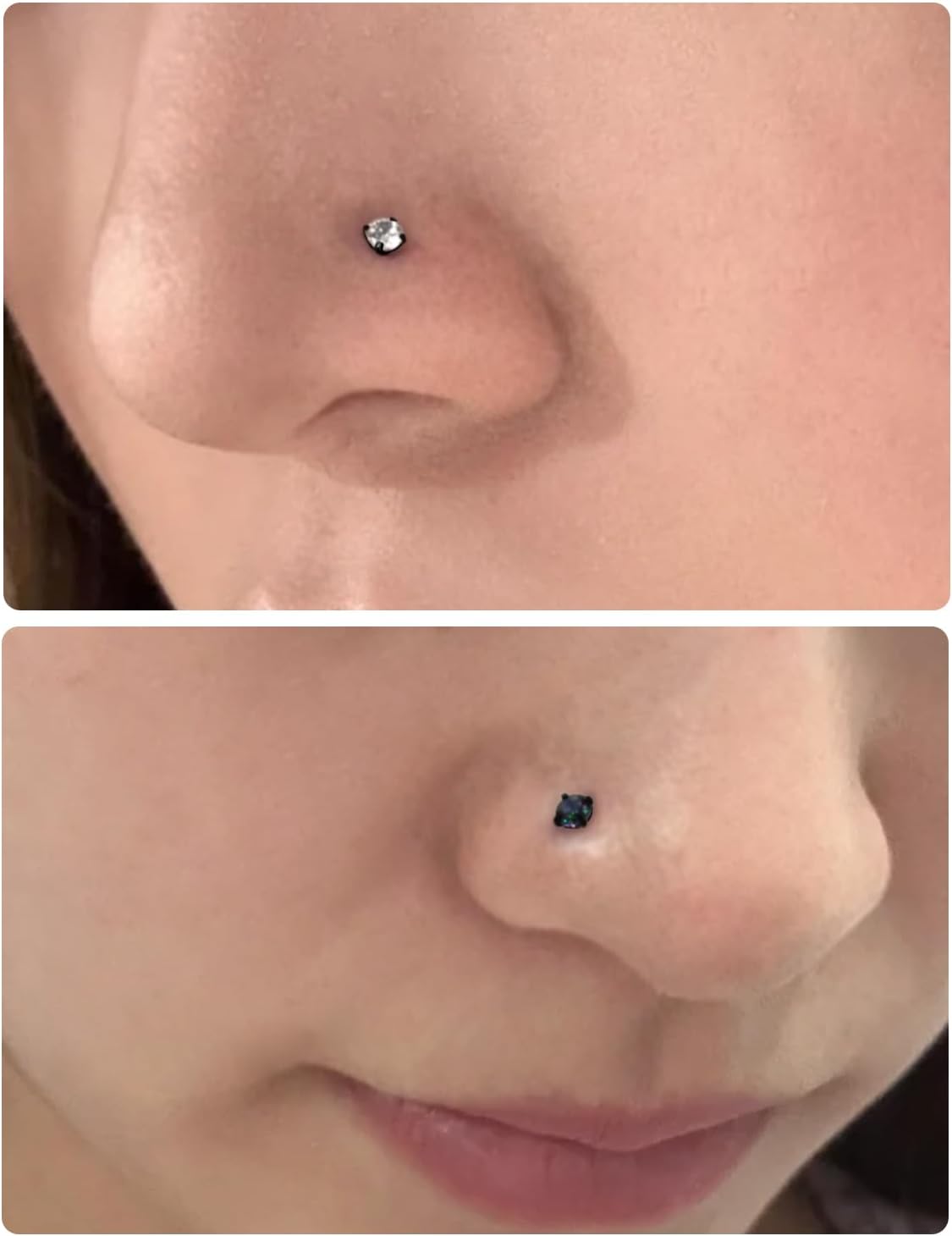 18G 20G Black Nose Rings Studs Piercing Jewelry for Women 316L Surgical Steel L Shaped Screw Straight Diamond CZ Nose Rings Studs Nostril Piercing Jewelry for Women Men Hypoallergenic - Image 5