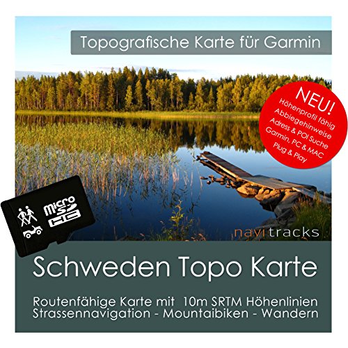Schweden Garmin Karte TOPO 4GB microSD. Topografische GPS Freizeitkarte für Fahrrad Wandern Touren Trekking Geocaching & Outdoor. Navigationsgeräte,