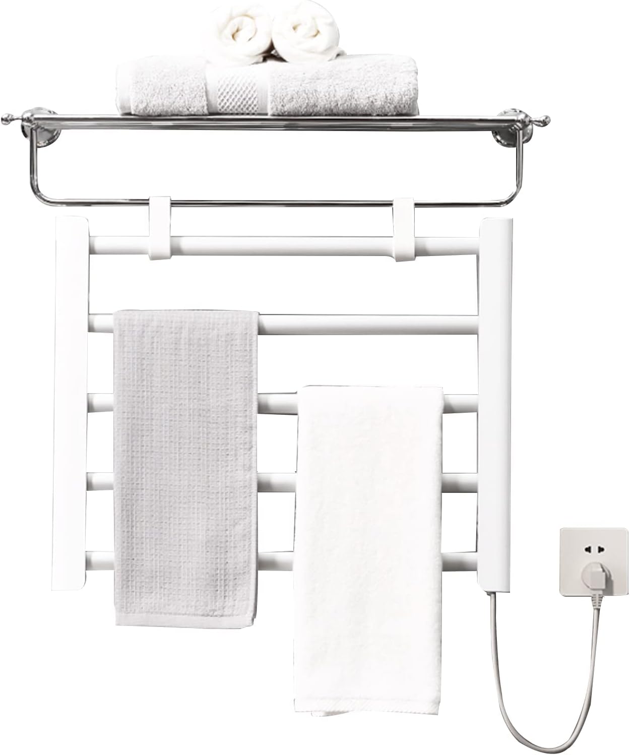 APUM Electric Heated Bathroom Towel Rail Warmer Radiator Energy Saving Fast Heat Electric Towel Rack - Space Aluminum