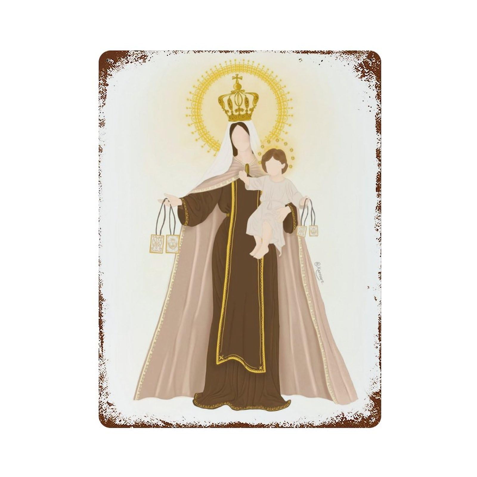 xiaoxiaoshen Our Lady of Carmen (3) Wall Decor Art Metal Tin Poster Modern Home Decor Art Home Bar Shop Decorations Vintage Sign 40x30cm