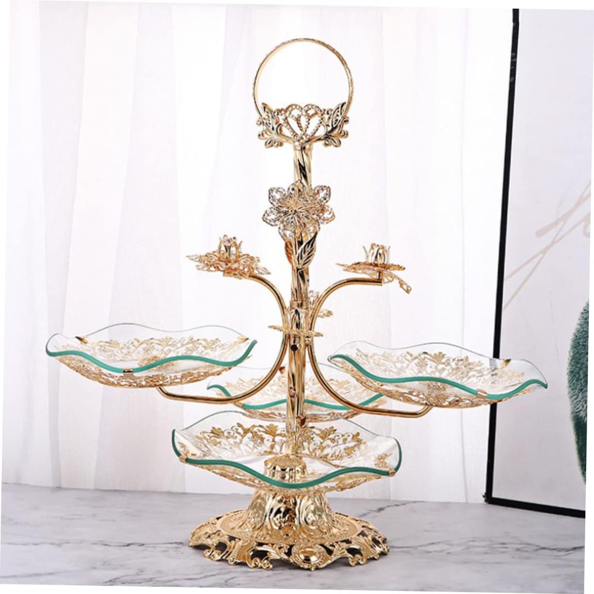 Alipis 1pc Elegant Multi-Layer Glass Fruit Serving Tray Stylish Afternoon Tea Display for Desserts Snacks and Candies Home Decor and Entertaining Accessory