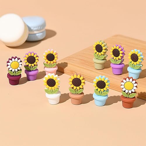 Miniatura 6 de Ginyrerd 8 cuentas de silicona de girasol, lindas cuentas de silicona para plantas, cuentas a granel utilizadas para bricolaje para hacer artesanías