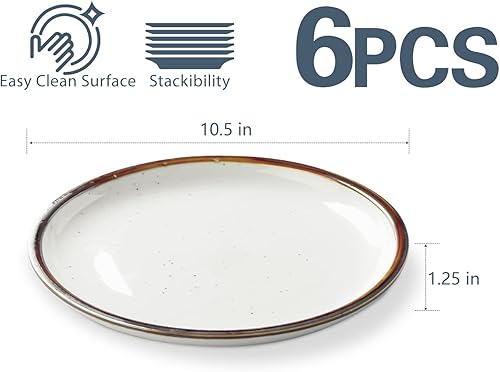 Miniatura 7 de ONEMORE Paquete de platos llanos de 10.5 pulgadas y cuencos de pasta de 30 onzas, aptos para microondas, horno y lavavajillas, color blanco cremoso