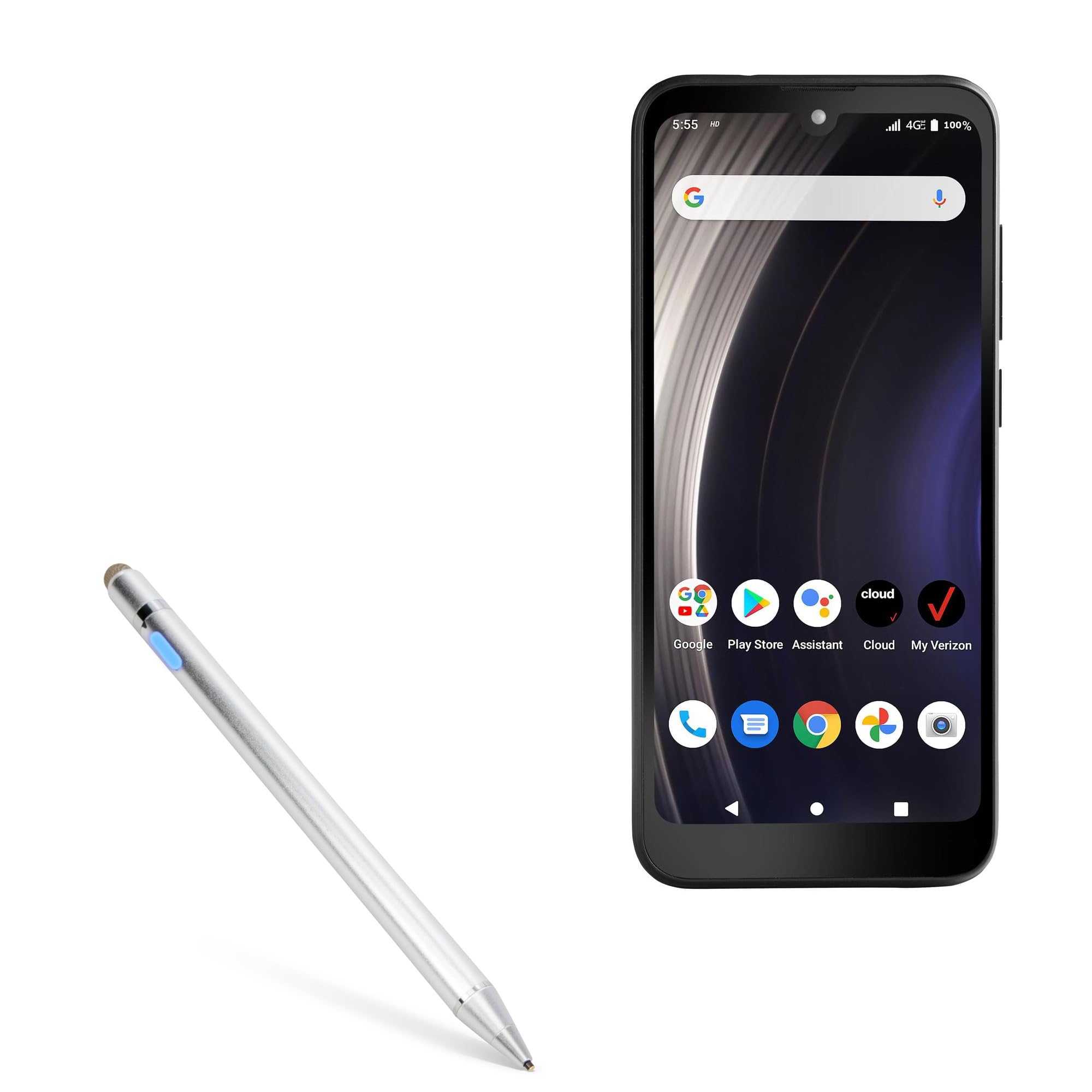 BoxWave Stylus Pen Compatible with Orbic Orbit Joy - AccuPoint Active Stylus, Electronic Stylus with Ultra Fine Tip - Metallic Silver