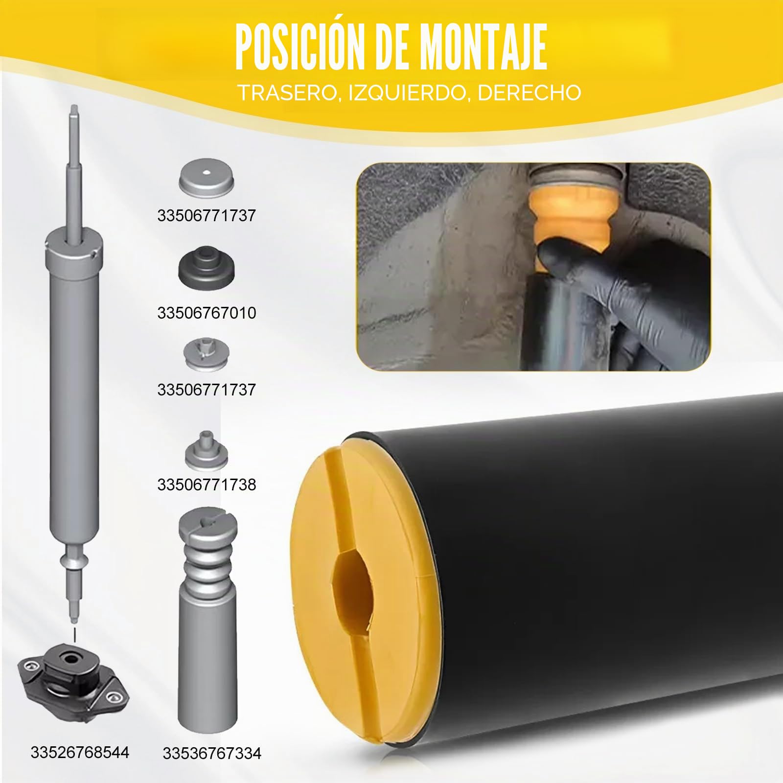 Amortiguador Trasero Suspensión Superior Soporte de Punta Amortiguador de Choque Compatible con BW X 1 er 3 er Serie E81 E82 E87 E90 E92 E93 335067717