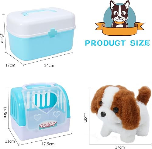 Miniatura 6 de Kit médico para niñas, juegos de veterinarios para niños, juego de simulación con perro eléctrico interactivo y jaula, kits médicos, juguetes