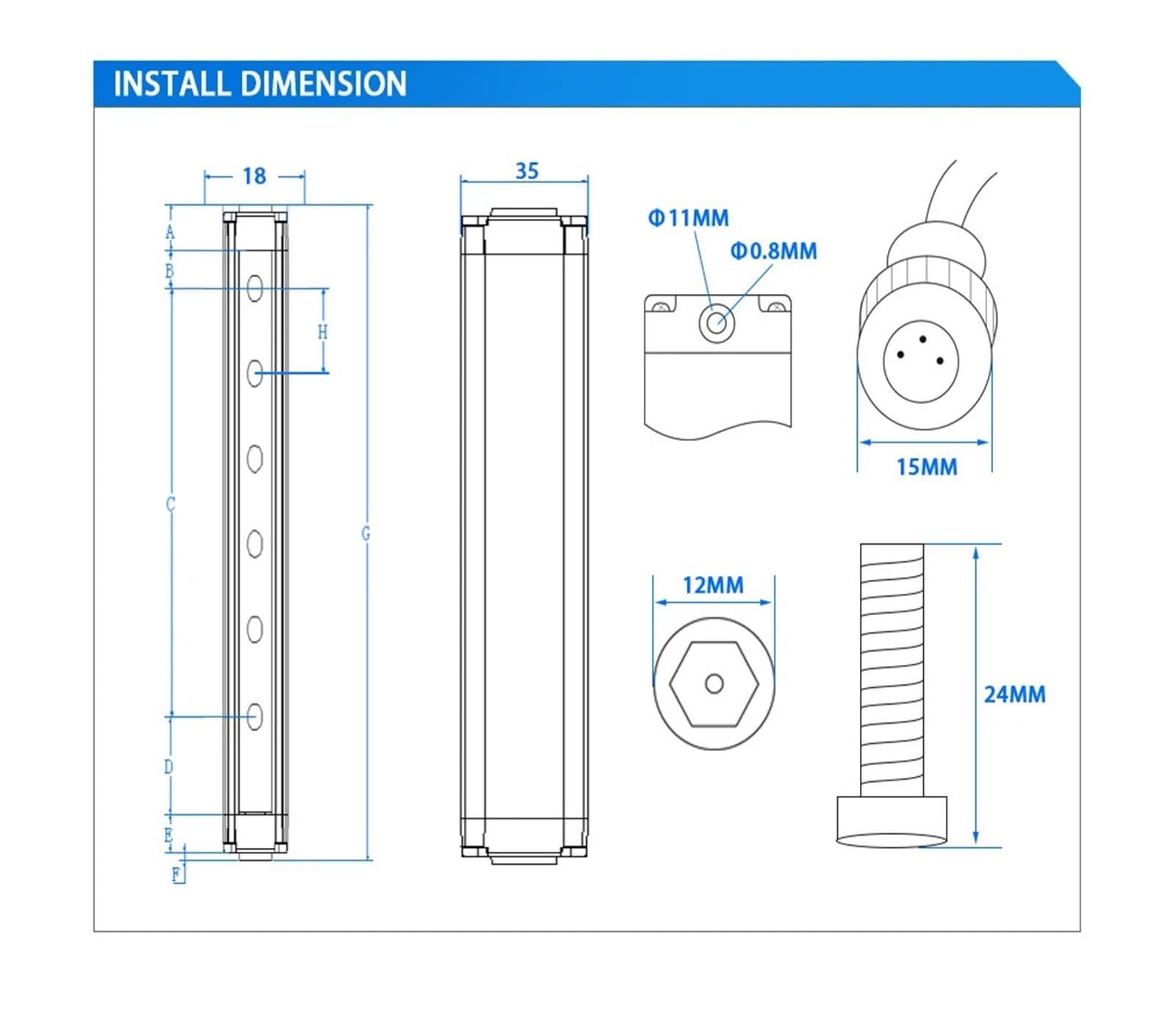 Sensor codificador de Seguridad 18x35 APS18-04/0640 24 V Unidad codificadora Distancia medición 2 m(Aps18-0640,PNP NC)