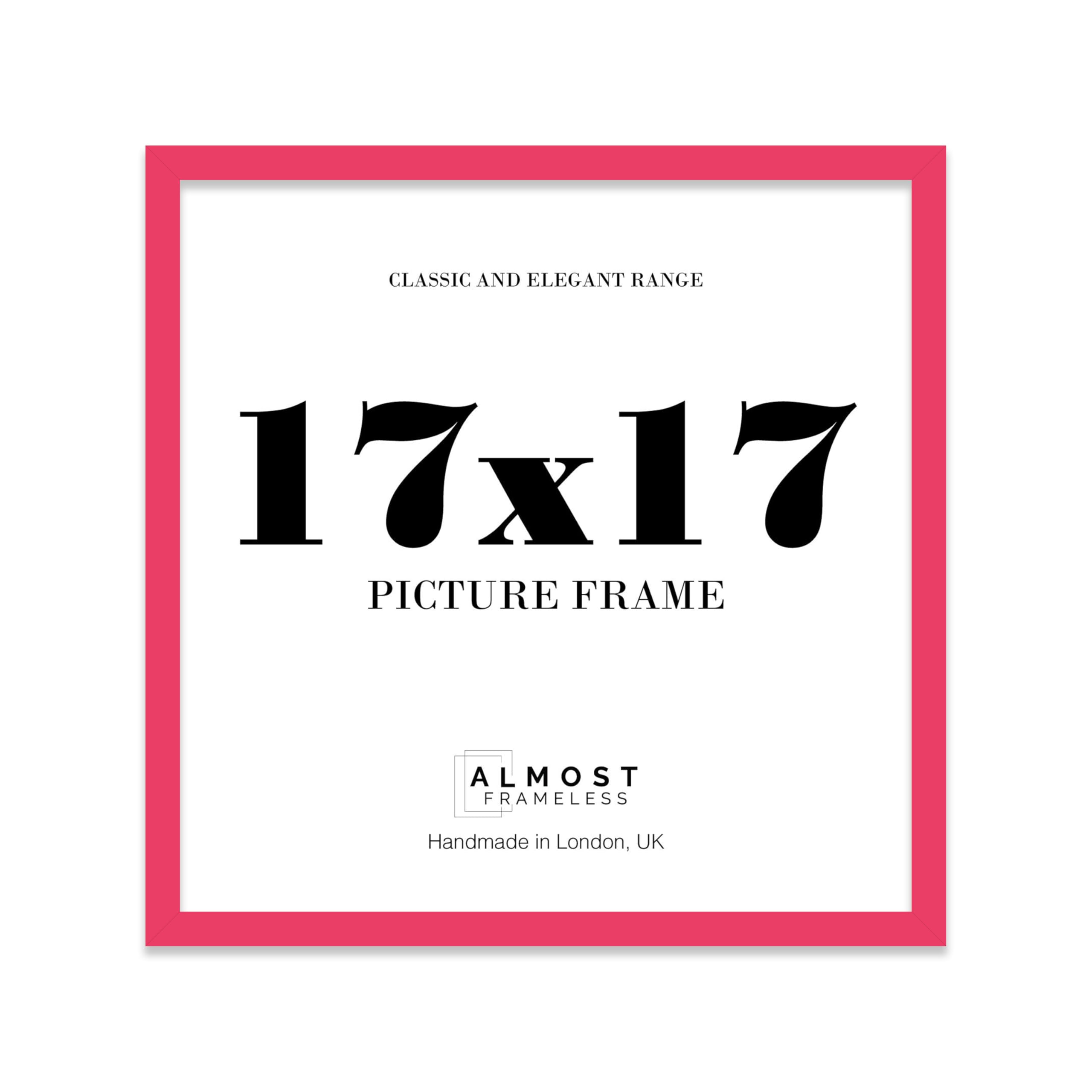 17x17 Bright Pink Picture Frame for Square Photos, Posters, Prints & Artwork, (20.3 x 15.2cm) Wall Display Moderrn Style Photo Frame for Home, Office, Gallery Wall, 1 Pack
