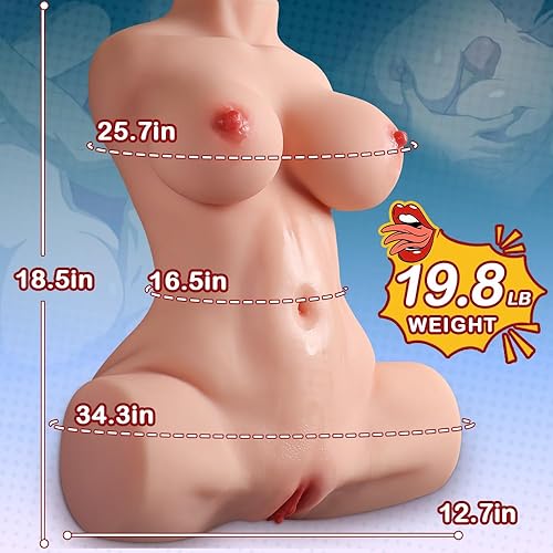 Miniatura 6 de Muñeca sexual de 19.8 libras para hombres con pechos de gel súper suaves, pechos grandes y culo de coño realista para sexo anal vaginal, torso