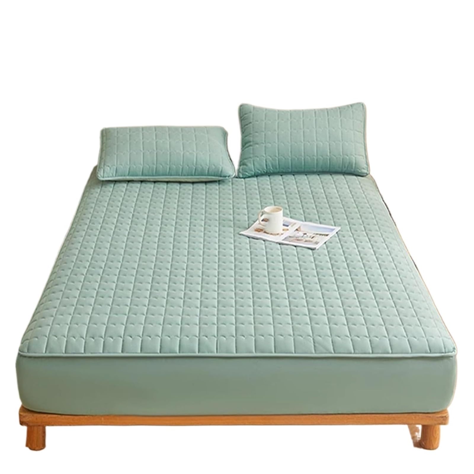Lenzuolo Lenzuolo singolo con angoli soffici lenzuola in cotone extra profondo 30 cm(Dark Green,120 x 200+30 cm/2pcs)