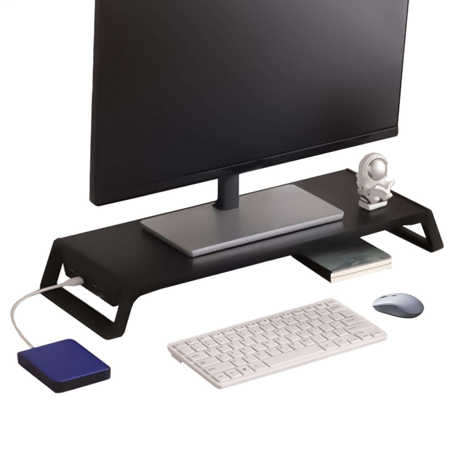 Podwyższenie do monitorów komputerowych, z 4 portami USB, akcesoria biurowe, na monitor komputerowy z drewna, do domu, biura, mieszkania, akademika